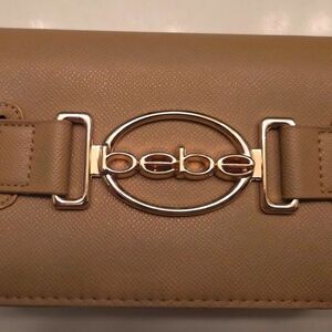 Bebe Gold Accent Tan Leilani Crossbody Purse